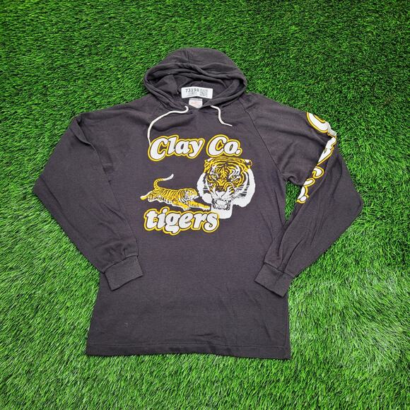 Vintage 80s Clay Co Tigers Shirt Womens 2XS 16x23 Black US - Picture 1 of 11